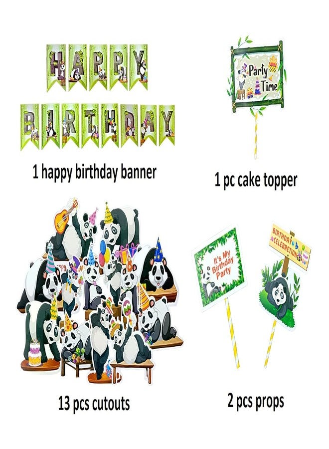 FI - FLICK IN 22 pc Panda Banner & Cutouts - Face Foil Star Panda Foil Balloons Black & White Baby Panda Birthday Party Decoration (Pack of 22, Multicolor) - Image 5